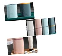 Toyvian 2pcs Portable Toothbrush Cup and Washing Cup One Storage Case for Home and Travel Compact Design with Rounded Corners Dark Blue and Pink