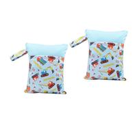Toyvian 2pcs Printed Dry Wet Bag for Cloth Diapers Zipper Hanging Strap Nappy Bag Toiletry
