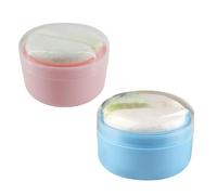 Toyvian 2pcs Puff Box Powder Case with Dusting Powder Easy to Operate with One Hand Sponge and Abs Material No Deformation and Travel Use