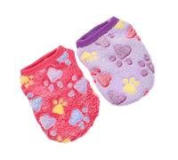 Toyvian 2pcs Purple and Rose Red Bunny Vest Pet Apparel for Xxs Puppy, Warm Rabbit Clothes with Cute Paw Prints, Small Dog Cosplay Costume for Milk Dogs and Tiny Breeds