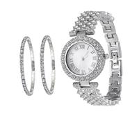 Toyvian 2Pcs Quartz Watch Rhinestone Watch Shiny Stylish Stainless Steel Precise and Accurate Time Bracelet for Lady Daily Wear