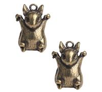 Toyvian 2pcs Rat Pendant Mouse Shaped Pendant Delicate Brass Keychain Accessory Portable Easy to Install and Remove for Backpack Keychain