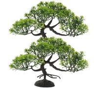 Toyvian 2pcs Realistic Artificial Pine Tree Aquarium Bonsai Fish Tank Plants Plastic Water Plant Decoration for Fish Tank Landscaping and Aquarium Ornament