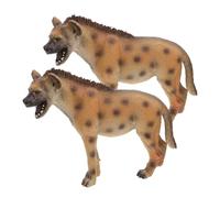 Toyvian 2pcs Realistic Hyena Figure Small Wildlife Animal Models for Educational Play Detailed Plastic Hyena Statues for Cognitive Learning and Social Interaction