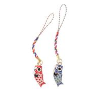 Toyvian 2pcs Red Carp Flags Charm Keychain Strap with Alloy and Rope Materials, Versatile and Easy to Decorate Phone Hanging Pendant for Holiday Accessories