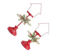 Toyvian 2pcs Red Iron Christmas Candle Holder Stable Metal Tealight Pillar Candle Stand with Secure Base Festive Table Centerpiece for Fireplace Mantel Holiday Decor Wedding Anniversary
