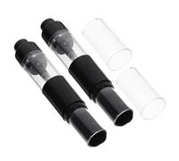 Toyvian 2pcs Refillable Powder Makeup Brush with Retractable Face Blush and Liquid Foundation Applicator for Travel and Portable Use, Black Fiber Bristles