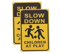 Toyvian 2pcs Reflective Slow Down At Play Signs Safety Warning for Neighborhood Streets Lawns Driveways Outdoor Caution Signs