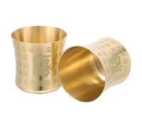 Toyvian 2pcs Retro Brass Kung Fu Teacups for Espresso Coffee and Tea Vintage Chinese Altar Cups for Meditation Rituals and Water Offering Bowls Multifunctional Asian Tasting Mugs with