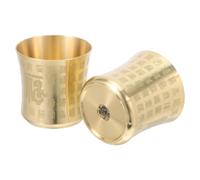 Toyvian 2pcs Retro Brass Tea Bowl Cups for Kung Fu Tea Ceremony Chinese Teaware for Meditation Buddhist Offering Ritual Use Artisan Crafted