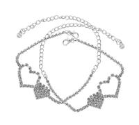 Toyvian 2pcs Rhinestone Heart Anklet Women Heart Anklet Adjustable Beach Ankle Bracelets Fashionable Foot Jewelry for Party Outdoor Activities