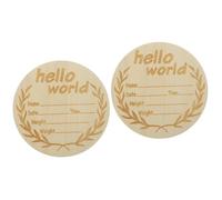 Toyvian 2pcs Round Wooden Birth Announcement Sign Newborn Name Plaque Smooth Photo Prop for Capturing for Growth Photography