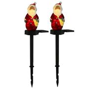 Toyvian 2pcs Santa's Lights Solar Christmas Ground Stakes Garden Powered Outdoor Christmas Solar Lantern Large Decoration Holiday Patio Xmas Lights Resin