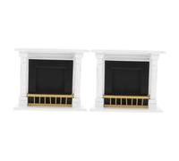 Toyvian 2pcs Scale Wooden Dollhouse Fireplace Model Vintage White Miniature Furniture Decoration for Dollhouse Interior Christmas Scene Educational Collectible