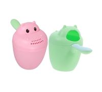 Toyvian 2pcs Shampoo Rinser Cup Gentle Bath Washing for Boys and Girls Prevents Water Eyes Design for Newborns and Toddlers Green Red Hippo Styles