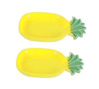 Toyvian 2pcs Small Animal Feeding Bowl Ceramic Hamster Food Dish Guinea Pig Feeder Pineapple Design