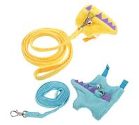 Toyvian 2pcs Small Pet Harness Vest with Leash for Daily Adventures and Park Strolls, Dinosaur Shaped Adjustable Vest Harness in Short Plush and Non-woven Fabric with Pressure-free Comfort