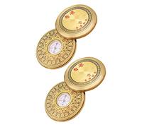 Toyvian 2pcs Small Portable Copper Alloy Chinese Feng Shui Compass with Cover Vintage Pan Adornment for Hiking Camping Survival Outdoor Activities and Home Decor