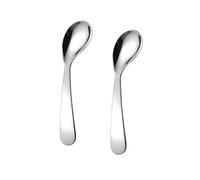 Toyvian 2Pcs Spoons Stainless Steel Bent Handle Ergonomic Self Feeding Tableware Safe Smooth Edges Practice Tool for Boys