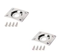 Toyvian 2pcs Square Curved Metal Jack Plate for Electric Guitar Bass Pickup Output Input Jack Socket Plate Screws Installation