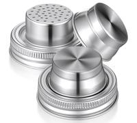 Toyvian 2pcs Stainless Steel 304 Mason Jar Lids with Cocktail Shaker Covers and Spice Filter for Canning Jars, Sturdy Mason Bottle Accessories for Kitchen and Home Use