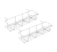 Toyvian 2pcs Stainless Steel Barbecue Grill Hanging Seasoning Basket with Hooks for Outdoor Picnic Camping Cookware Storage Organizer Holder
