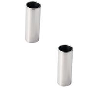 Toyvian 2pcs Stainless Steel Guitar Slide Silver Plated for Steel String Bass Guitars Finger Tube for Blues Performances