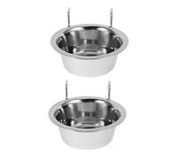 Toyvian 2pcs Stainless Steel Hanging Dog Bowls Practical and Easy to Install Pet Feeding Bowls Silver Colour Suitable for Feeding Dogs and Puppies