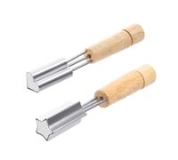 Toyvian 2pcs Stainless Steel Heart and Star Shape Cookie Molds with Wooden Handles Non-Stick Baking Cutters for Biscuits Candy and Dessert DIY Easy to Clean and Safe for Home Use