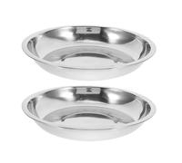 Toyvian 2Pcs Stainless Steel Pet Feeding Bowls Shallow Design Sturdy Material 25.3Cm for Cats and Small Dogs Suitable for Food and Water