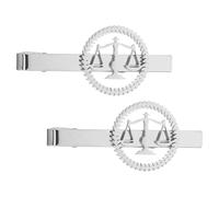 Toyvian 2pcs Stainless Steel Scale of Justice Tie Clips for Men - Lawyer Tie Pin Accessories for Business, Court, Weddings and Formal Meetings
