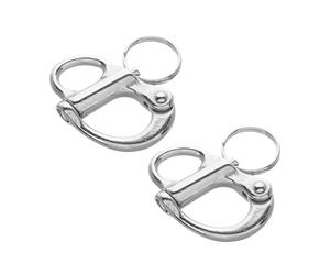 Toyvian 2pcs Stainless Steel Self-locking Spring Snap Shackles 35mm Screw Pin Boat Anchor Shackles Marine Sailing Rigging Hardware for Yacht and Sailing Equipment
