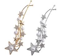 Toyvian 2pcs Star Hairpins Rhinestone Pearl Hair Clips Non-Slip Decorative Barrettes for Women Beach Wedding Hair Accessories