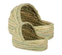 Toyvian 2Pcs Straw Woven Chicken Sleep Nest for Animals Guinea Pig Hut Durable Lightweight Design for Chickens Rabbits and Pets Easy to Clean