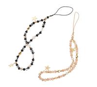 Toyvian 2pcs Stylish Five-star Beaded Phone Lanyard Wrist Strap with Lightweight Antislip Design for Cellphone Cases and Cameras, for Outdoor Adventures and Shopping