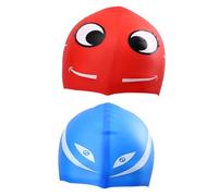 Toyvian 2pcs Swim Caps for Silicone Dolphin Fish Design Comfortable Flexible for Swimming Lessons Durable Ears Protection