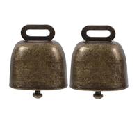 Toyvian 2pcs Swiss Cowbells Noisemaker Square Calling Bells Handle for Sports Wedding Party