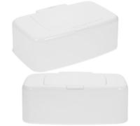 Toyvian 2pcs Tissue Holder Dispenser Tissue Box Stylish White Lid Wipe Container Lightweight Pp Plastic No Strange Smell Easy to Replace Wipes Can Be Put in The Diaper Bag