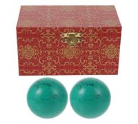 Toyvian 2Pcs Turquoise Hand Massage Balls with Wooden Box Jade Fitness Spheres for Joint Relief Memory Improvement and Stress Reduction Elegant Home Decor and Hand Exercise Massagers