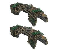 Toyvian 2pcs Turtle Basking Platform and Hideout Cave for Aquarium Reptile Climbing Decor with Hollow Tree Trunk Design Fish Tank Ornament for Turtles Lizards Frogs Hermit Crabs