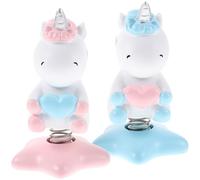 Toyvian 2pcs Unicorn Shaking Ornament Resin Figurine Creative Realistic Adorable Appearance Assorted Color Miniature for Tabletop Layout