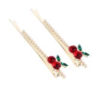 Toyvian 2pcs Versatile Rhinestone Hair Barrettes Fashion Hair Clips Decorative Cherry Clip for Women