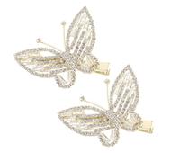 Toyvian 2pcs Vintage Butterfly Hair Clips Rhinestone Hair Pins for Women Girls Decorative