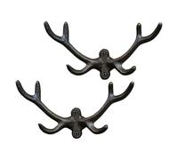 Toyvian 2pcs Vintage Cast Iron Deer Antler Wall Hooks for Coats and Hats | Rustic Black Finish, Easy Wall Installation, Mounting Hardware Included, for Farmhouse Spaces and Cabins