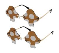 Toyvian 2Pcs Vintage Frameless Mushroom Sunglasses Retro Irregular Shaped Costume Eyewear for Halloween Party Travel Beach Outdoor Sunlight Protection