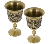 Toyvian 2pcs Vintage Zinc Alloy Goblet with Embossed Patterns for Wine | Medieval Palace Style, Decorative Accent, Small Size, for Shots, Collectors, Royal Themed Party