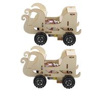 Toyvian 2pcs Voice Activated DIY Engineering Car Kit for Stem Educational Wooden Model Assembly Science for Hands Learning and Creative Problem Solving Indoor Outdoor Compatible