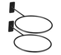 Toyvian 2pcs Wall Mounted Basketball Bracket Black Metal Sports Ball Holder for Basketball Soccer Volleyball Football Rugby Space-saving Rack with Easy DIY Assembly and Stylish Minimalist