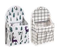 Toyvian 2pcs Wall-Side Hanging Bag Door Hanging Pouch 15.72x3.54x9.24inch Cotton Linen PVC Multi-Pocket Design Easy to Clean Practical Home Storage Organizer