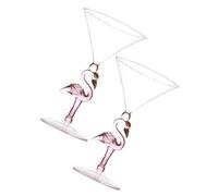 Toyvian 2Pcs Wear-Resistant Pink Flamingo Glasses Creative Cocktail Wine Cups for Weddings Parties Banquets Elegant Stemless Goblets